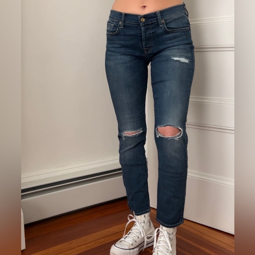 7 for All Mankind Skinny Boyfriend Distressed Jeans